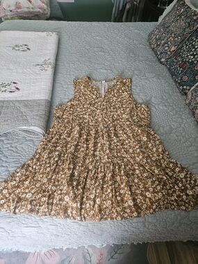 Old Navy Yellow Floral Tiered Sundress with White Flowers